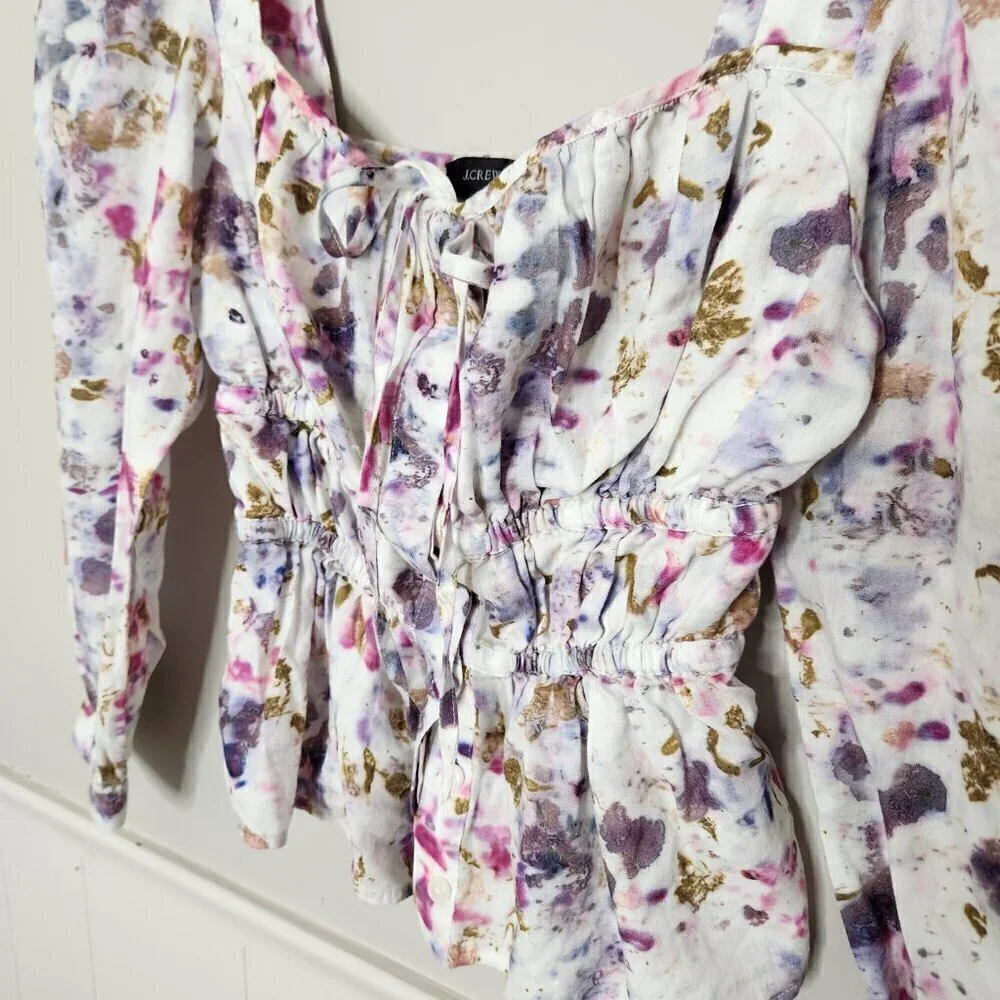 J. CREW FLORAL OBSCURA cinched-waist top in kaleidoscope floral